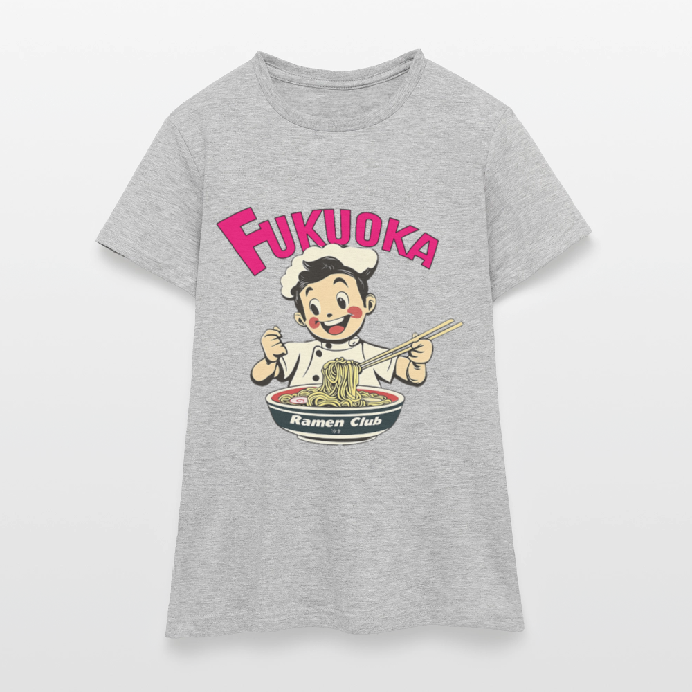 Fukuoka Ramen Club, T-shirt dam - gråmelerad