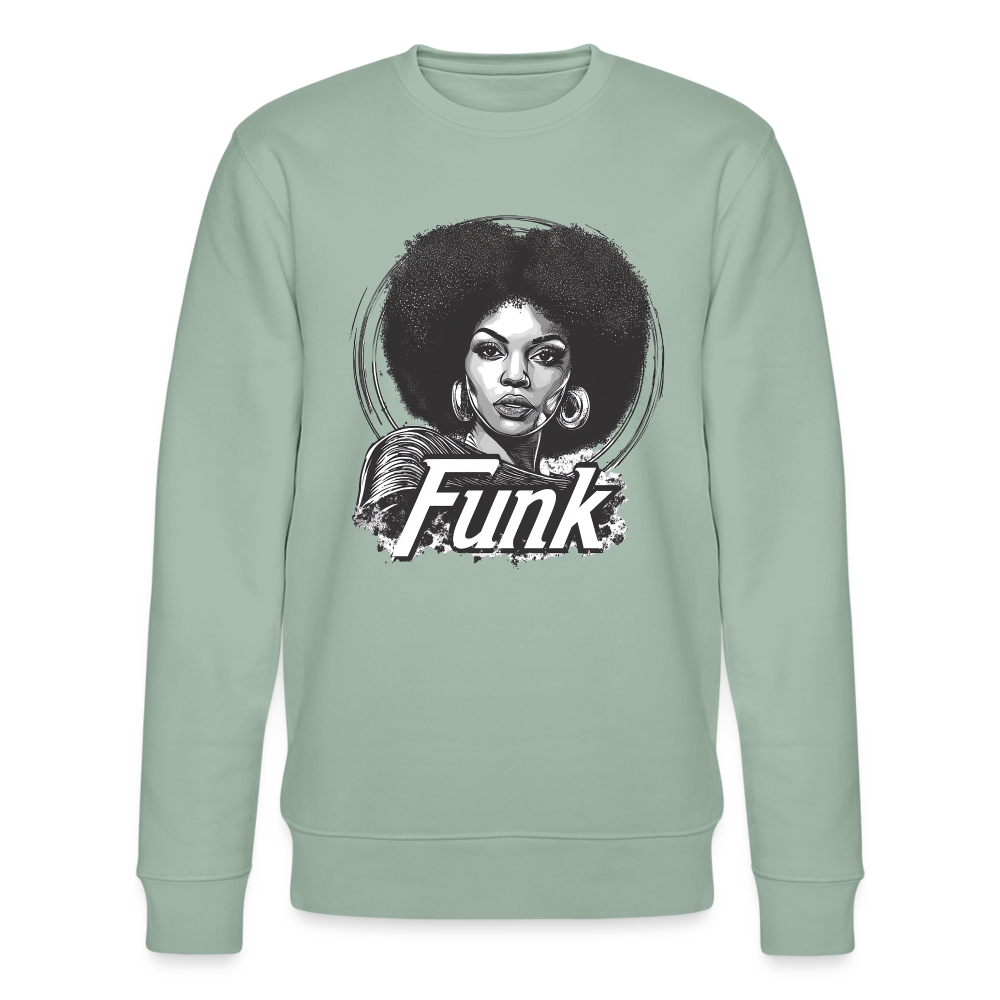 Funk Queen: Power in Motion (transparent bakgrund), Ekologisk sweatshirt CHANGER unisex från Stanley/Stella - ljus grågrön