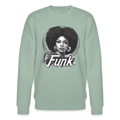 Funk Queen: Power in Motion (transparent bakgrund), Ekologisk sweatshirt CHANGER unisex från Stanley/Stella - ljus grågrön