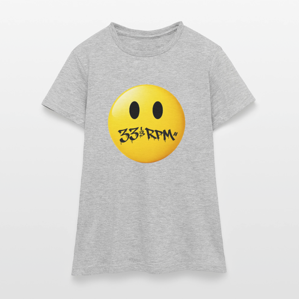 Turntable Grin, T-shirt dam - gråmelerad