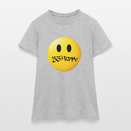 Turntable Grin, T-shirt dam - gråmelerad