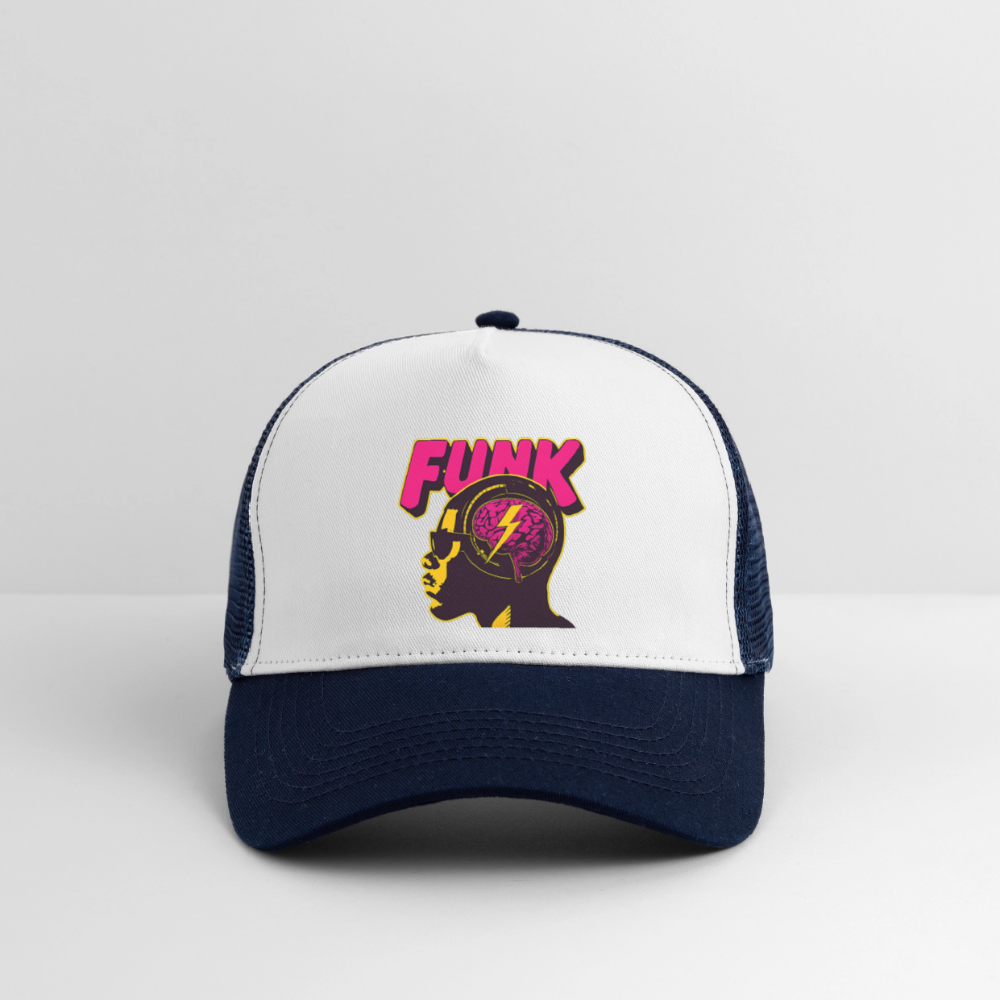 Funk Head, Trucker Cap - vit/marinblå