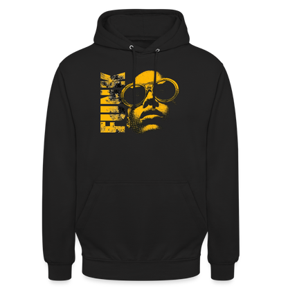 Funk Eternal hoodie unisex svart framifrån - gul funkmusik grafik