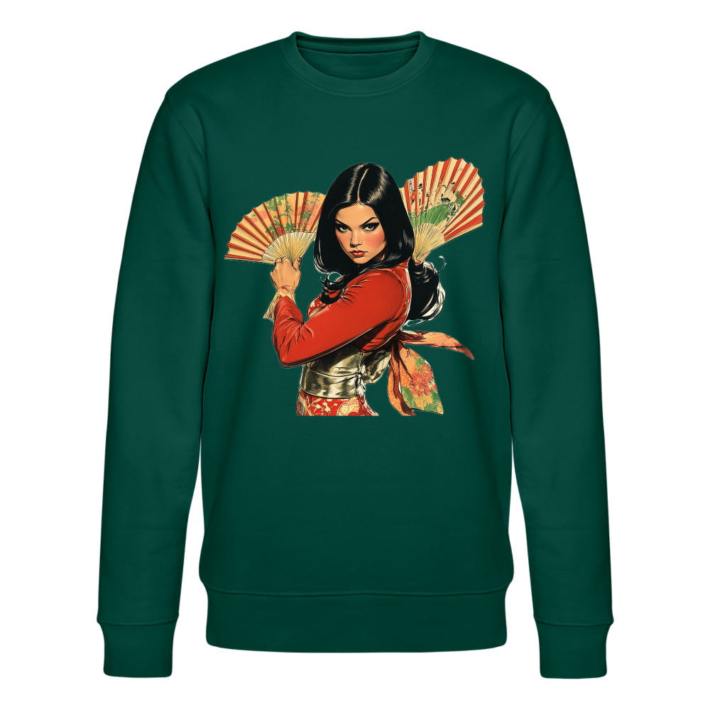 Dansen med Solfjädrar: Vindens krigare, Ekologisk sweatshirt CHANGER unisex från Stanley/Stella - skogsgrön