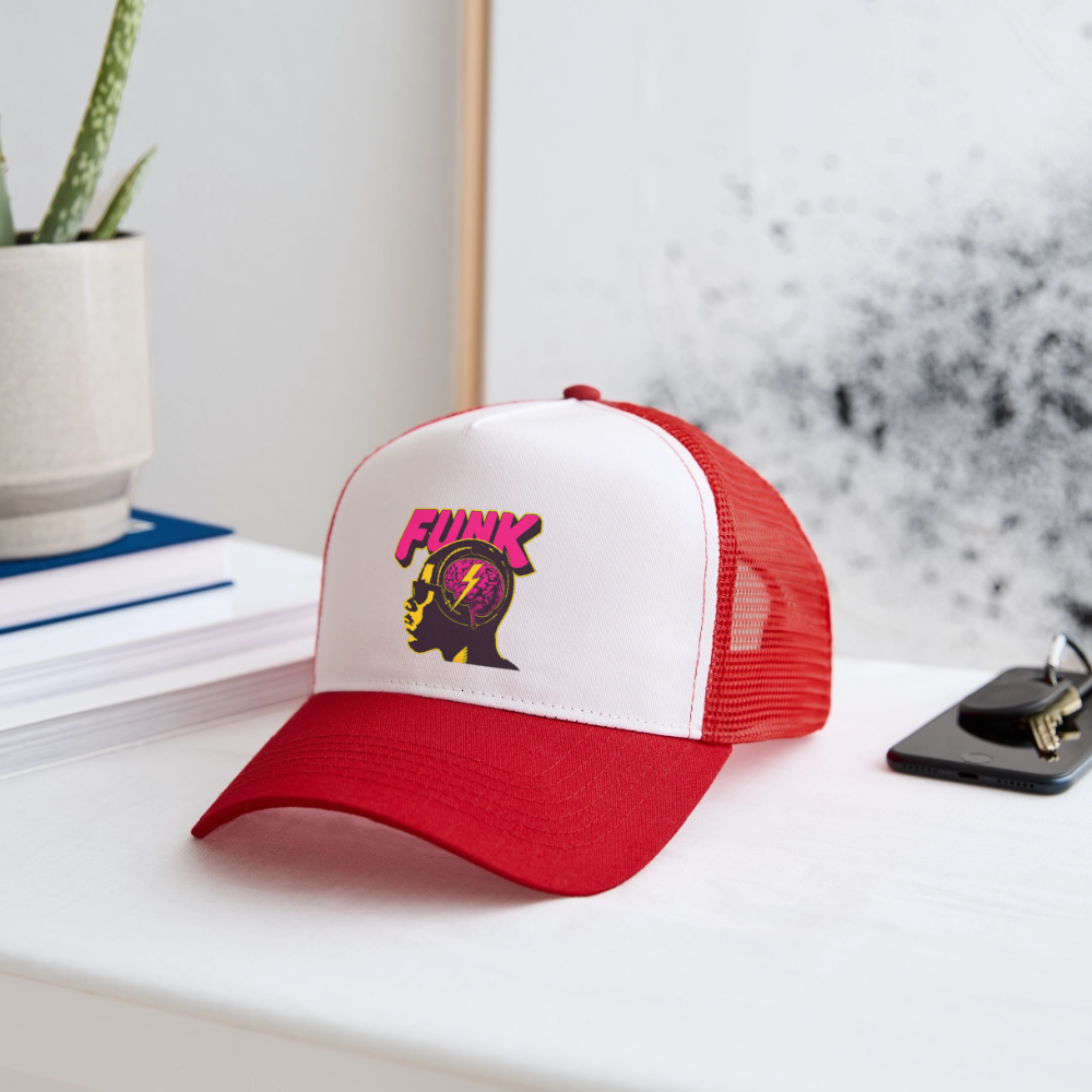 Funk Head, Trucker Cap - vit/röd