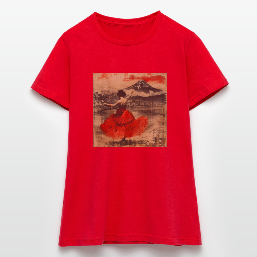 Flamenco i Solens Land, T-shirt dam - röd