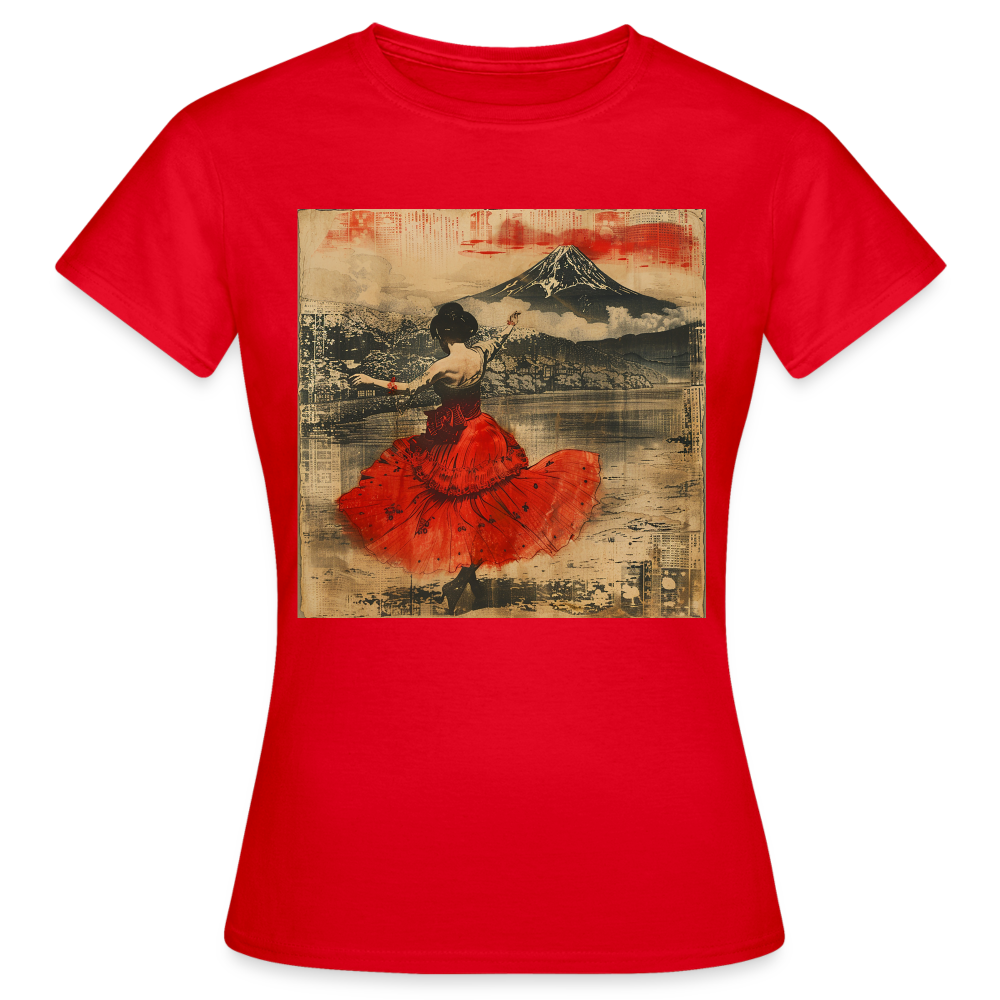 Flamenco i Solens Land, T-shirt dam - röd