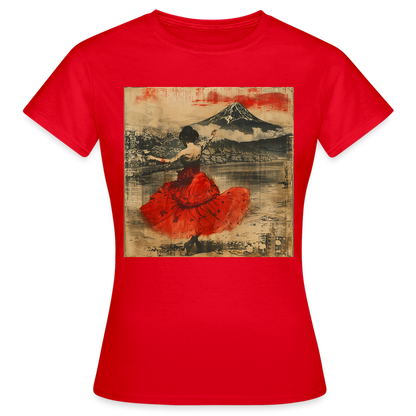 Flamenco i Solens Land, T-shirt dam - röd