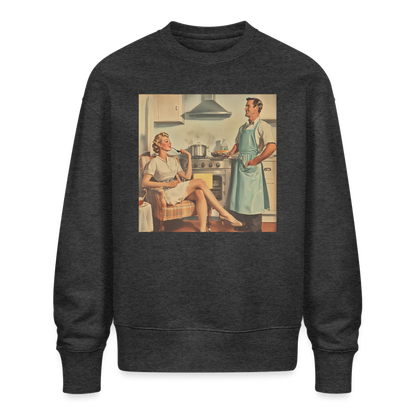 Äta bör man - annars dör man, Ekologisk oversizetröja RADDER unisex från Stanley/Stella - mörkgråmelerad