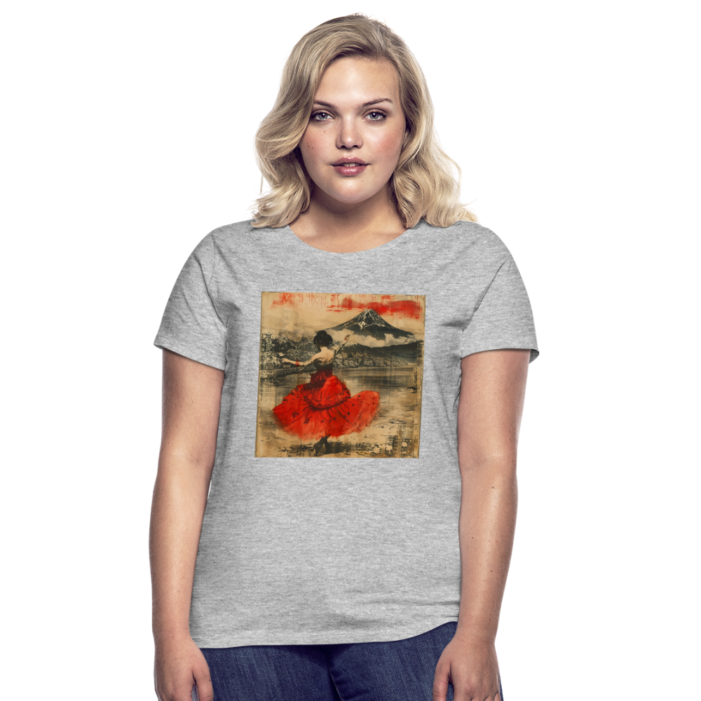 Flamenco i Solens Land, T-shirt dam - gråmelerad