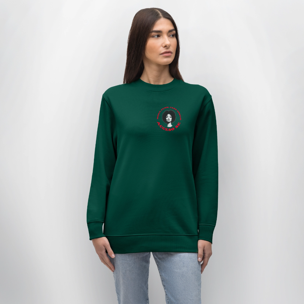 Where Music Lives – Powered by Acceso Family (small print), Ekologisk sweatshirt CHANGER unisex från Stanley/Stella - skogsgrön