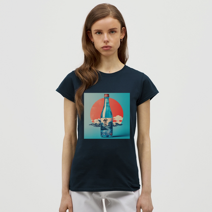 Stillhet i glas, T-shirt dam - marinblå