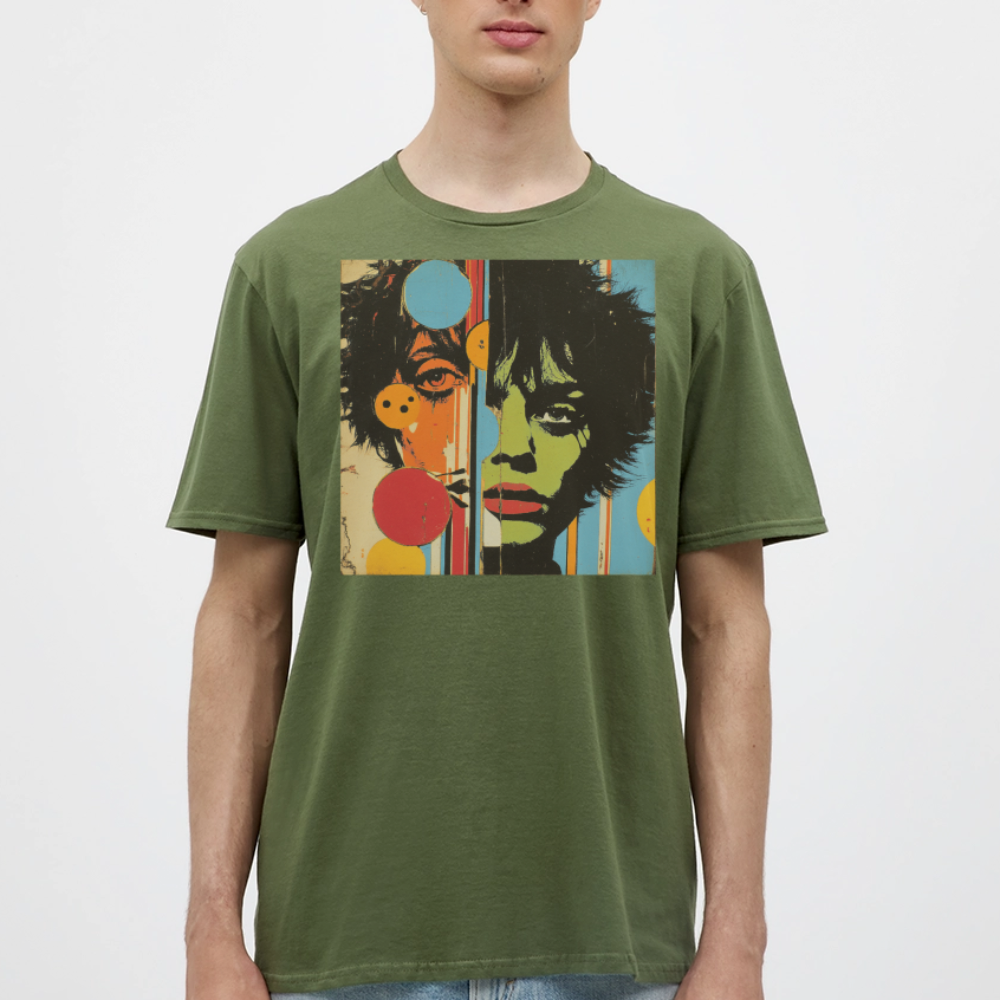 Split Faces, T-shirt herr - Militärgrön