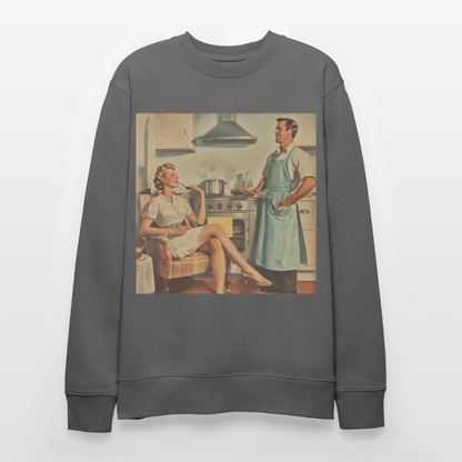 Äta bör man - annars dör man, Ekologisk sweatshirt CHANGER unisex från Stanley/Stella - kolgrå