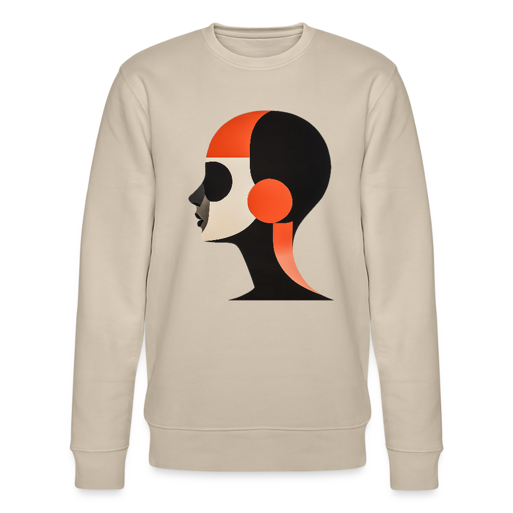 Kubistisk Skugga: Profil i Rött och Svart, Ekologisk sweatshirt CHANGER unisex från Stanley/Stella - beige