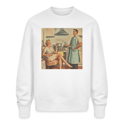 Äta bör man - annars dör man, Ekologisk oversizetröja RADDER unisex från Stanley/Stella - vit