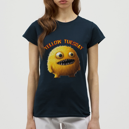 Yellow Tuesday – Funky, Not Blue, T-shirt dam - marinblå