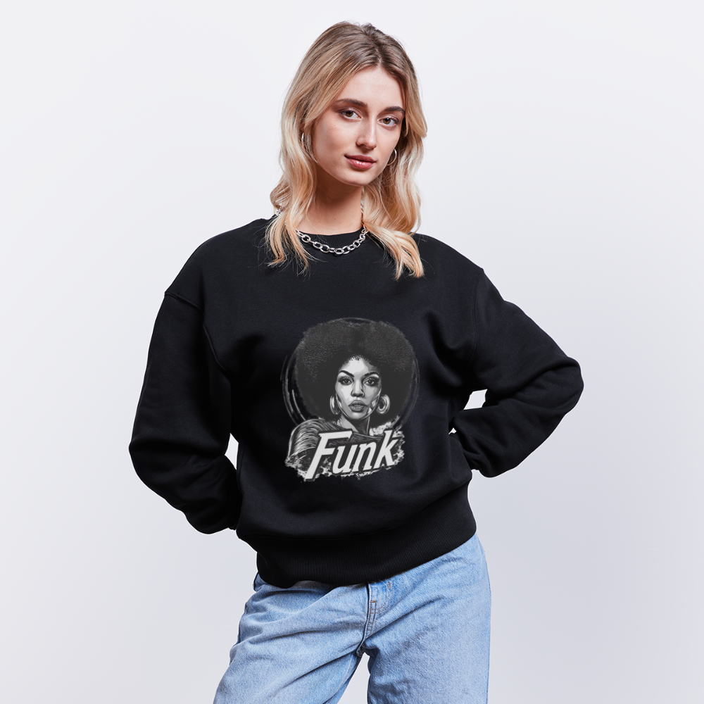 Funk Queen: Power in Motion (transparent bakgrund), Ekologisk oversizetröja RADDER unisex från Stanley/Stella - svart