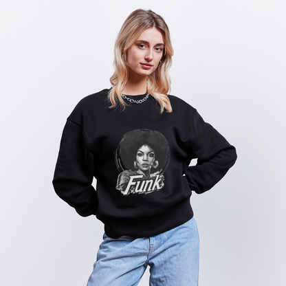 Funk Queen: Power in Motion (transparent bakgrund), Ekologisk oversizetröja RADDER unisex från Stanley/Stella - svart