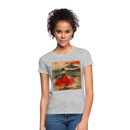 Flamenco i Solens Land, T-shirt dam - gråmelerad