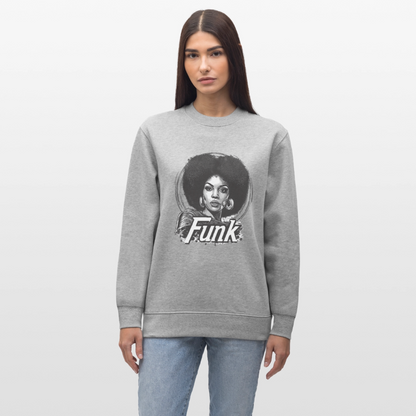 Funk Queen: Power in Motion (transparent bakgrund), Ekologisk sweatshirt CHANGER unisex från Stanley/Stella - gråmelerad