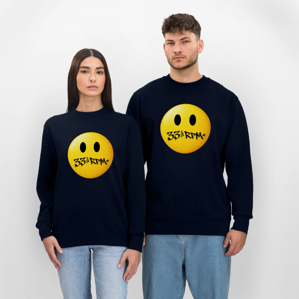 Turntable Grin, Ekologisk sweatshirt CHANGER unisex från Stanley/Stella - marinblått