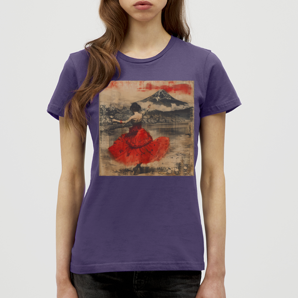 Flamenco i Solens Land, T-shirt dam - mörklila