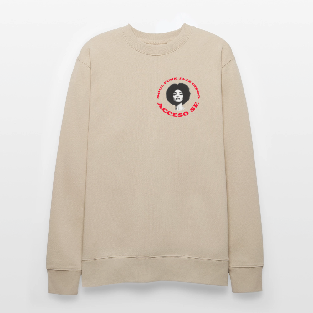 Where Music Lives – Powered by Acceso Family (small print), Ekologisk sweatshirt CHANGER unisex från Stanley/Stella - beige