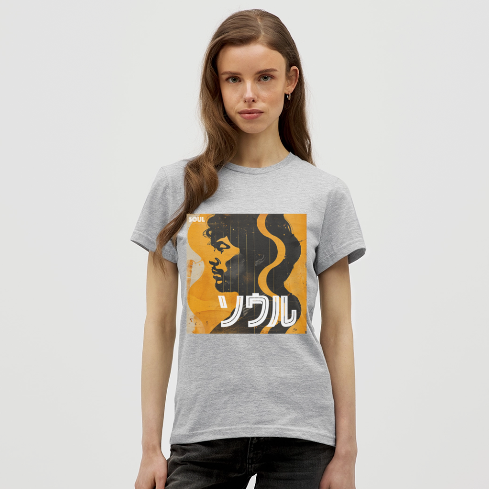 Nippon Grooves, T-shirt dam - gråmelerad