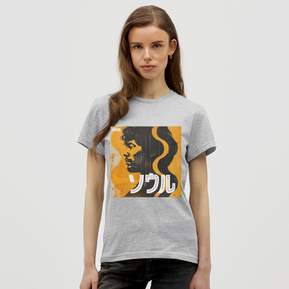 Nippon Grooves, T-shirt dam - gråmelerad