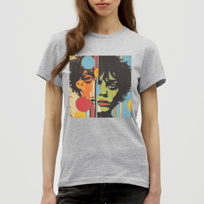 Split Faces, T-shirt dam - gråmelerad