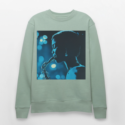 Blå toner i skymningen, Ekologisk sweatshirt CHANGER unisex från Stanley/Stella - ljus grågrön