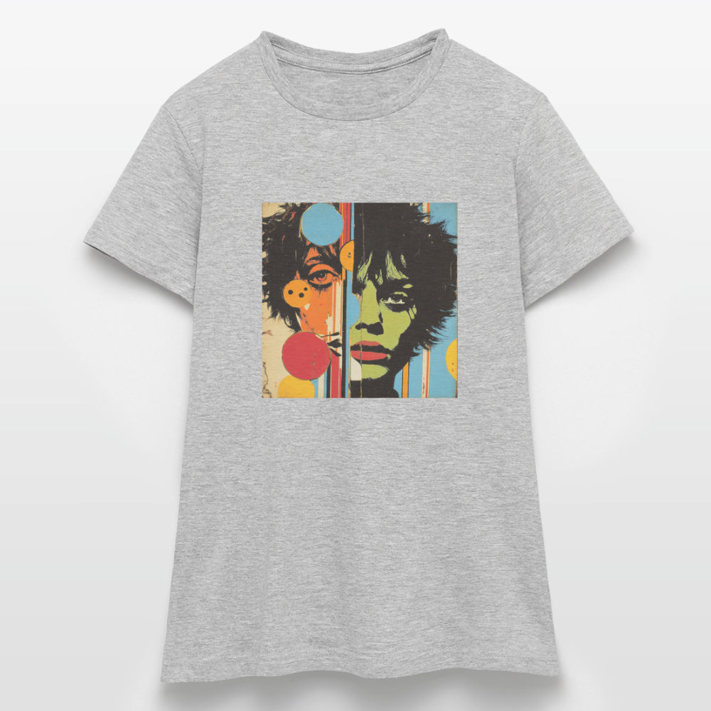 Split Faces, T-shirt dam - gråmelerad