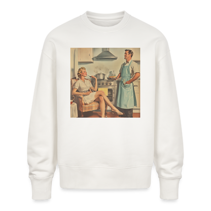 Äta bör man - annars dör man, Ekologisk oversizetröja RADDER unisex från Stanley/Stella - OFF WHITE