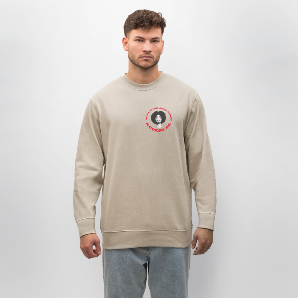 Where Music Lives – Powered by Acceso Family (small print), Ekologisk sweatshirt CHANGER unisex från Stanley/Stella - beige