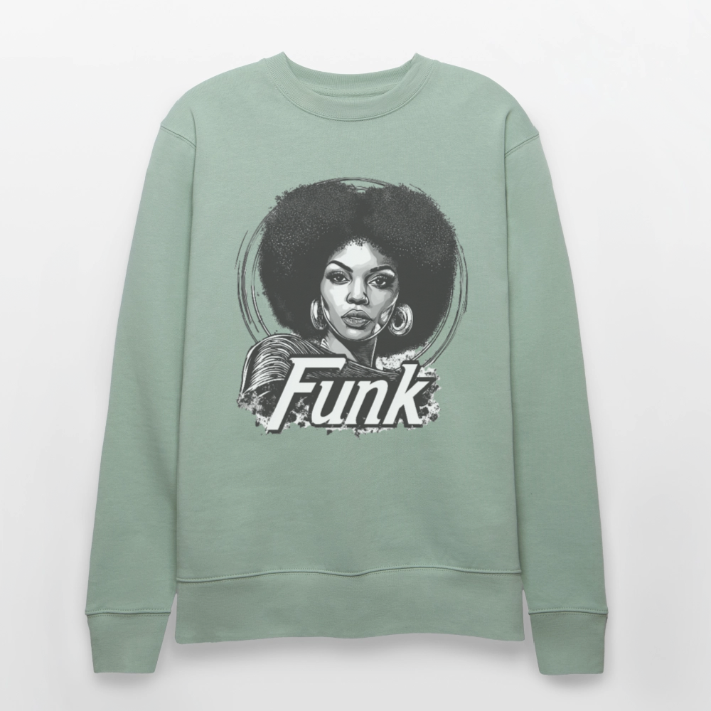 Funk Queen: Power in Motion (transparent bakgrund), Ekologisk sweatshirt CHANGER unisex från Stanley/Stella - ljus grågrön