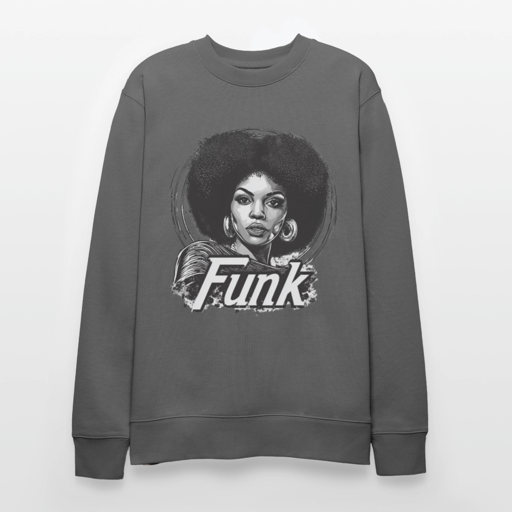 Funk Queen: Power in Motion (transparent bakgrund), Ekologisk sweatshirt CHANGER unisex från Stanley/Stella - kolgrå