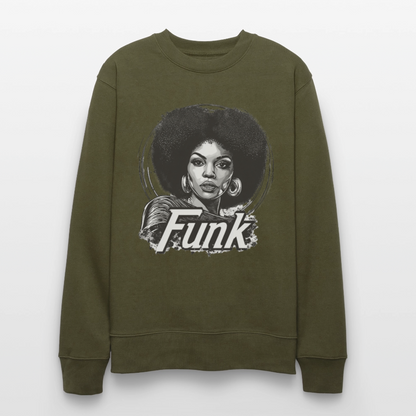 Funk Queen: Power in Motion (transparent bakgrund), Ekologisk sweatshirt CHANGER unisex från Stanley/Stella - kaki