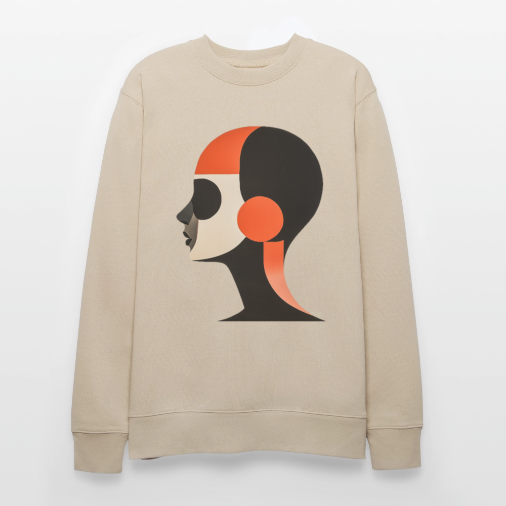 Kubistisk Skugga: Profil i Rött och Svart, Ekologisk sweatshirt CHANGER unisex från Stanley/Stella - beige