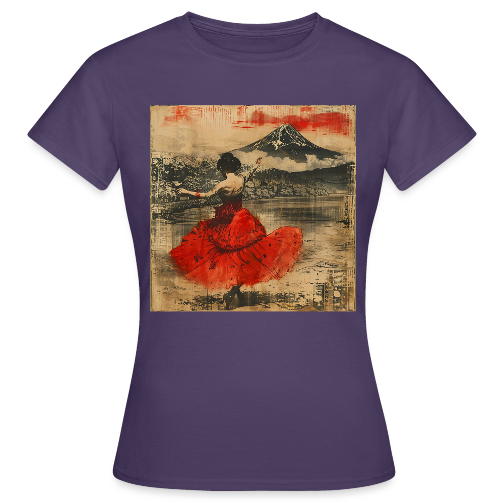 Flamenco i Solens Land, T-shirt dam - mörklila