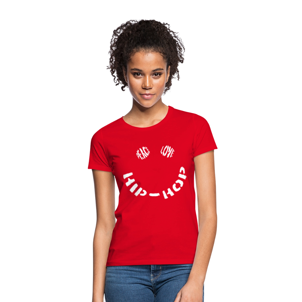 Peace, Love & Hip-Hop, T-shirt dam - röd