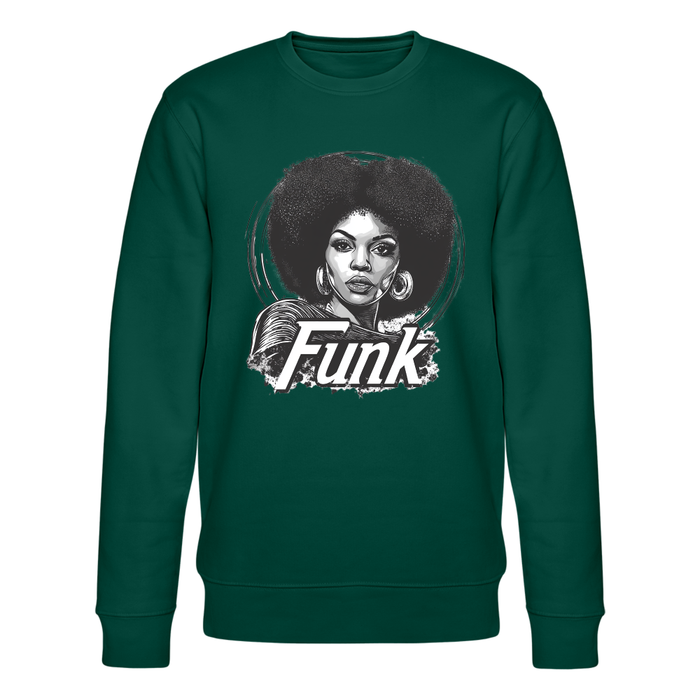 Funk Queen: Power in Motion (transparent bakgrund), Ekologisk sweatshirt CHANGER unisex från Stanley/Stella - skogsgrön