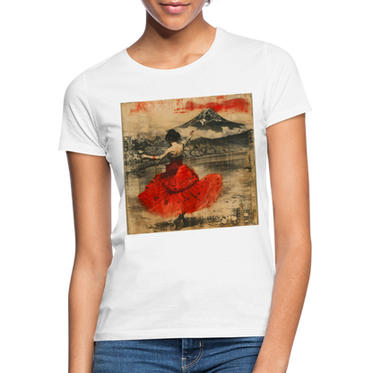 Flamenco i Solens Land, T-shirt dam - vit