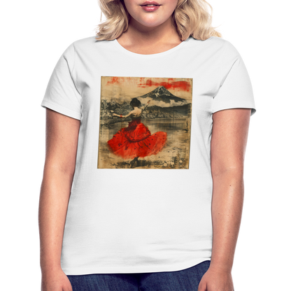 Flamenco i Solens Land, T-shirt dam - vit