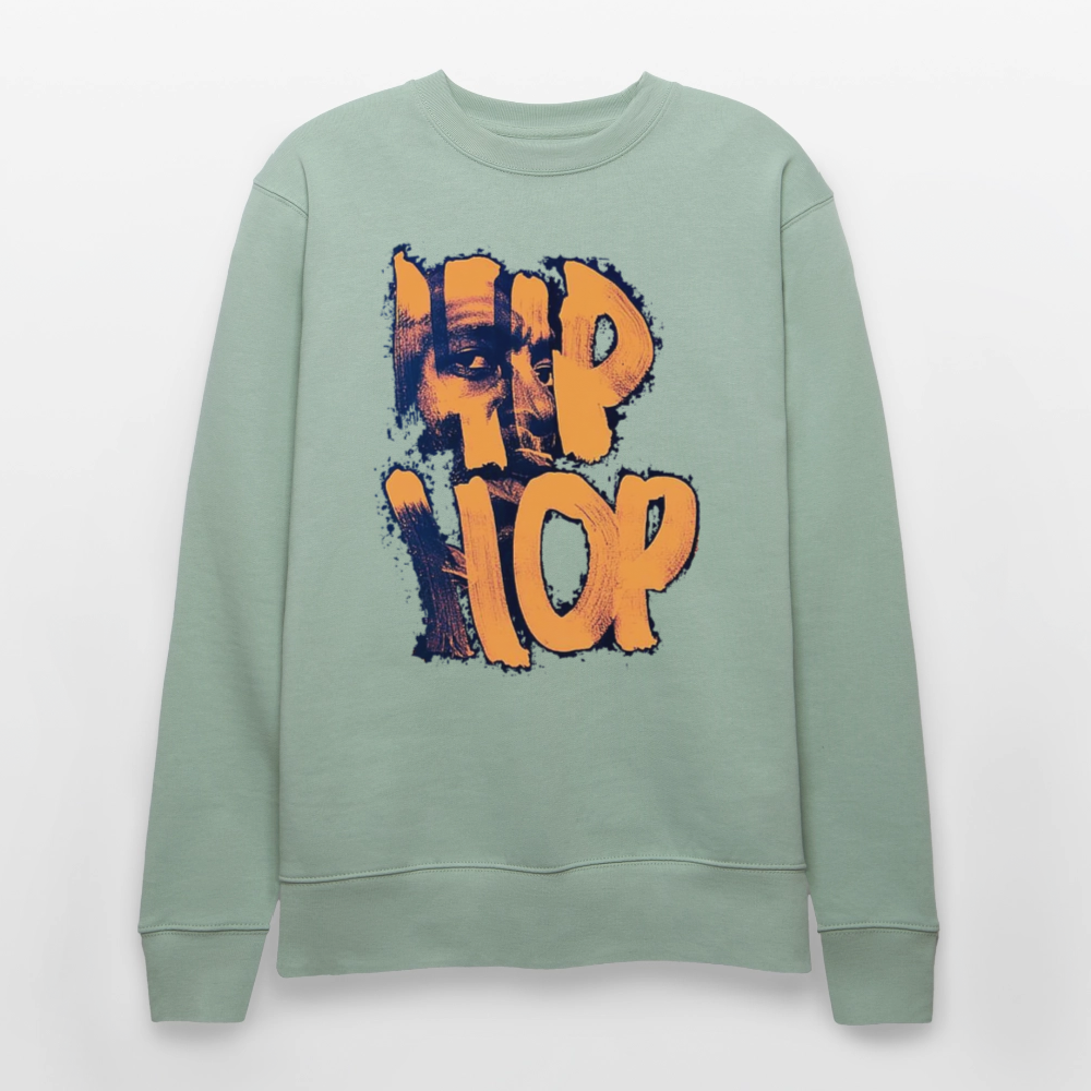 Raised on Boom Bap, Ekologisk sweatshirt CHANGER unisex från Stanley/Stella - ljus grågrön