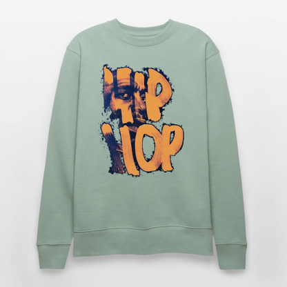 Raised on Boom Bap, Ekologisk sweatshirt CHANGER unisex från Stanley/Stella - ljus grågrön