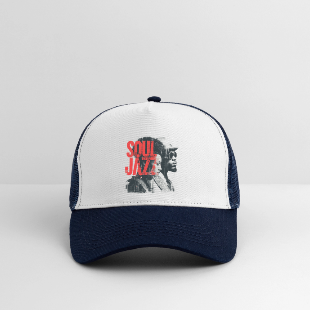 The Essence of Soul Jazz, Trucker Cap - vit/marinblå