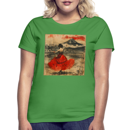 Flamenco i Solens Land, T-shirt dam - kellygrön