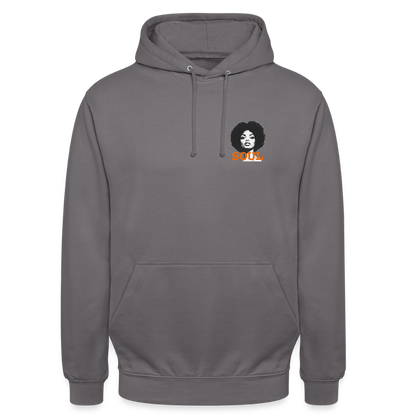 SOUL PWR, Luvtröja unisex - Litet brösttryck - mellangrå