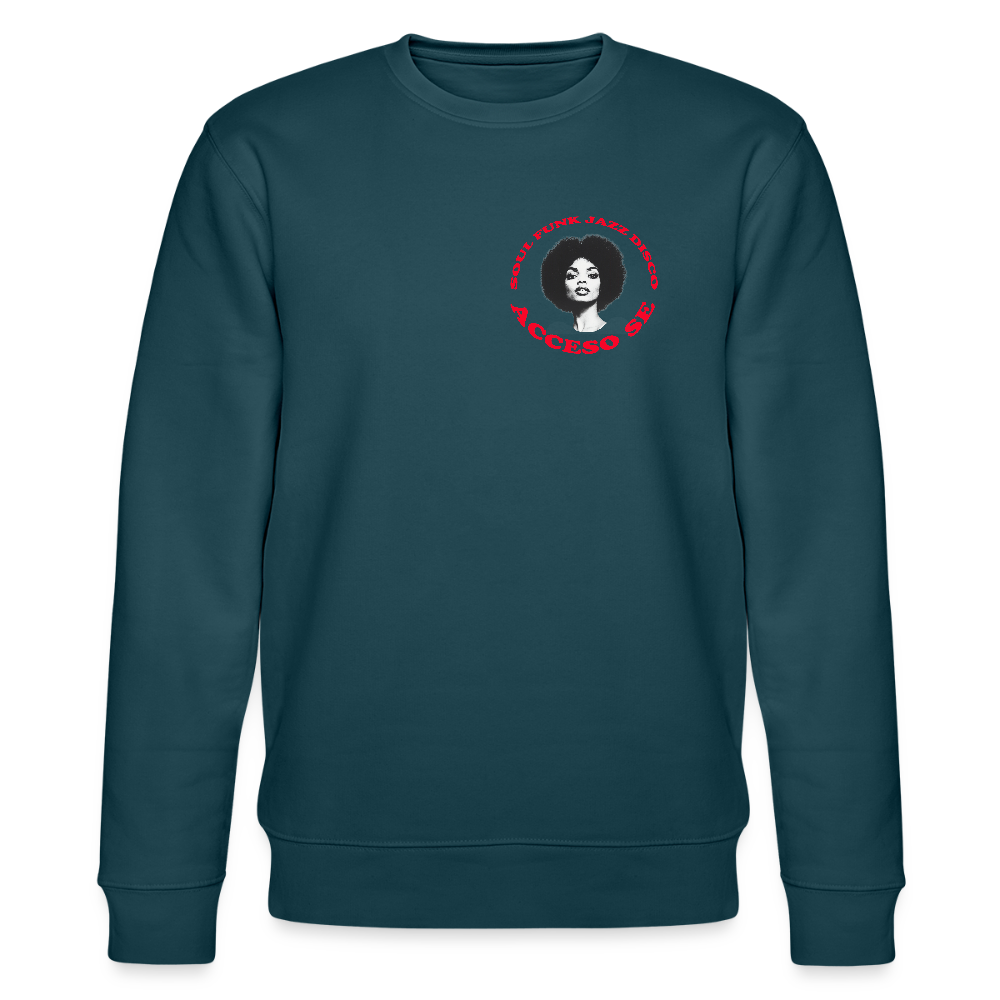 Where Music Lives – Powered by Acceso Family (small print), Ekologisk sweatshirt CHANGER unisex från Stanley/Stella - mörk petrol